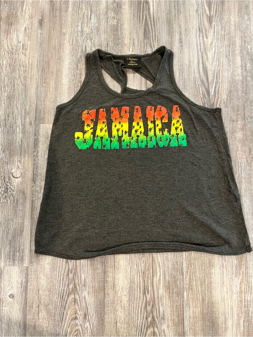 Jamaica Graphic Racerback Tank Top - Charcoal